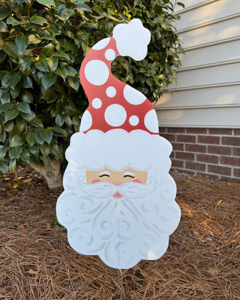 Santa - Jolly St. Nick - Christmas Corrugated Coroplast Yard Stake
