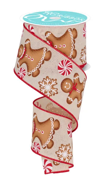 Gingerbread Wired Ribbon - 2.5" x 10yds