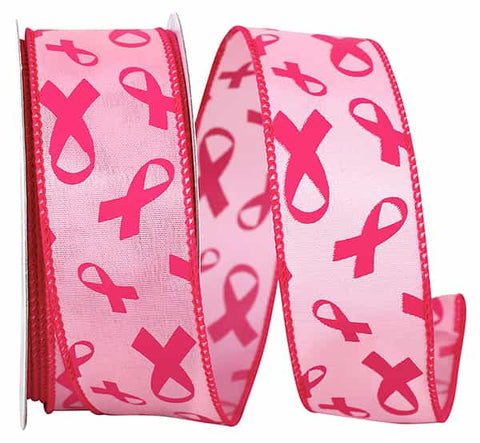 Breast Cancer Awareness Pink Wired Ribbon - 1.5" x 20yds