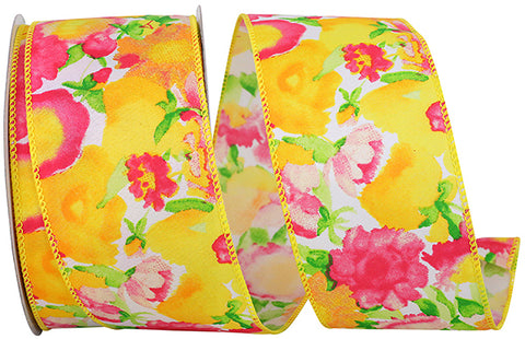 Bright Floral Wired Ribbon - 2.5" x 10yds