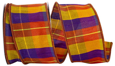 Orange, Purple & Sunflower Yellow Dupioni Wired Ribbon - 2.5" x 10yds