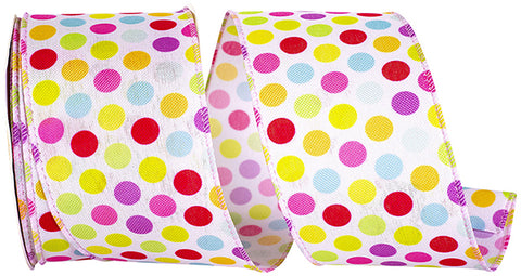 Linen Pastel Dots Wired Ribbon- 2.5" x 10yds