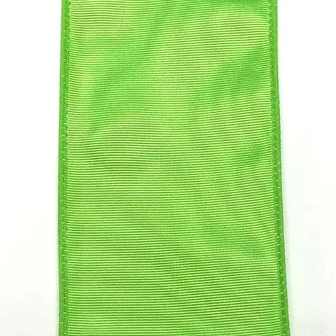 Lime Ribbed Satin Wired Ribbon - 2.5" x 10yds