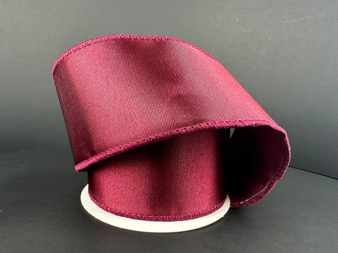 Maroon Ribbed Satin Wired Ribbon - 2.5" x 10yds