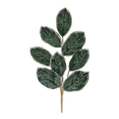 27" Sequined Magnolia Leaf Spray - Hunter