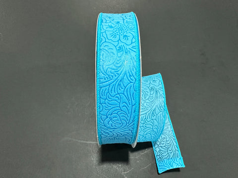 Light Blue Embossed Wired Ribbon - 1.5" x 50yds