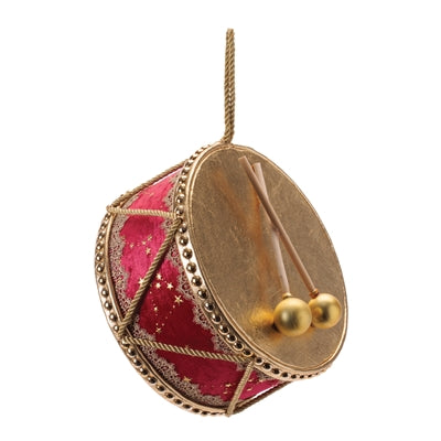 5" Drum Ornament - Red/Gold