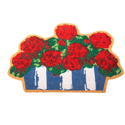 Red Geranium Coir Door Mat