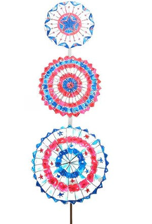 Patriotic Pinwheel Topiary Metal Stake or Easel