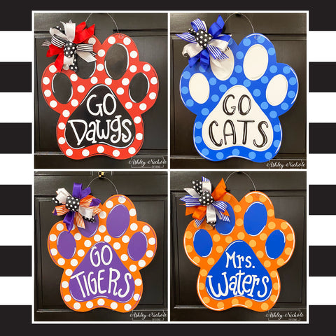 Paw Print Door Hanger - Choose your colors!