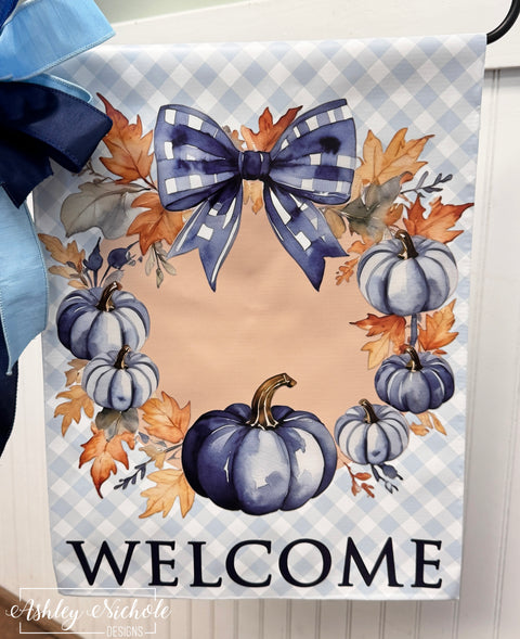 A Navy Dream Fall Wreath - Vinyl Garden Flag