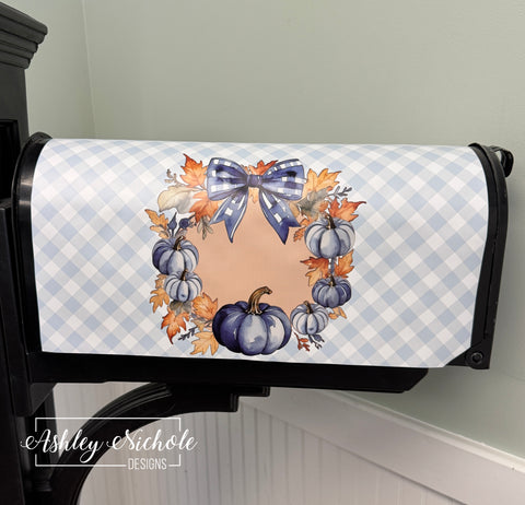 A Navy Dream Fall Wreath - Magnetic Vinyl Mailbox Cover