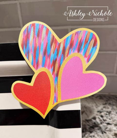 Abstract Colorful Triple Heart - Mini Piece (Magnet/Velcro)