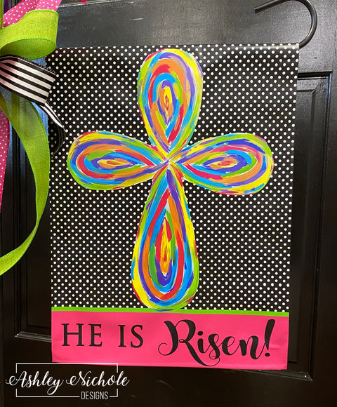 Abstract Cross - Colorful - Vinyl Garden Flag