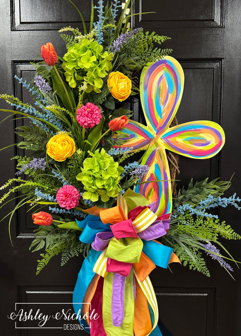 Abstract Cross Wreath - Colorful