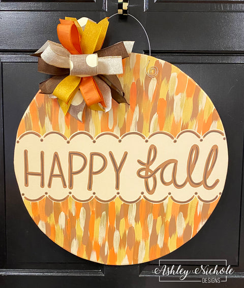 Abstract Happy Fall Plaque Door Hanger