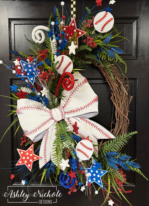 America's Pastime Baseball Wreath
