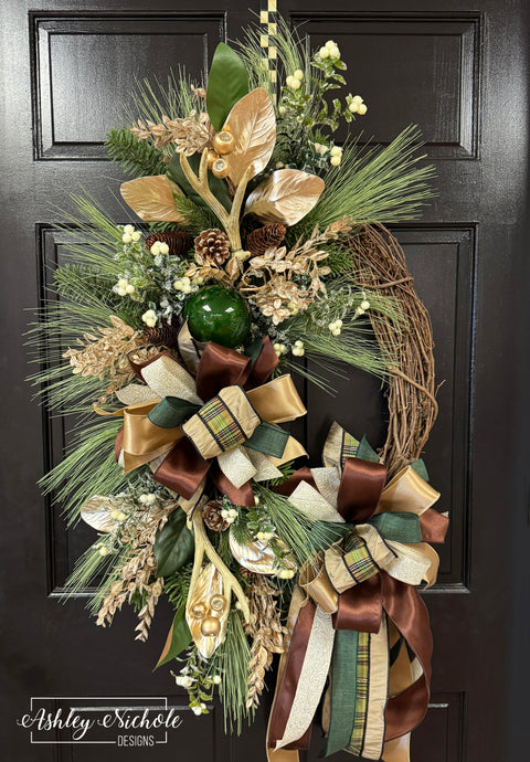 Antler & Evergreen Winter Wreath