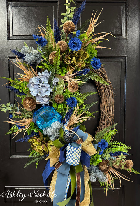 Autumn Sapphire Elegance Wreath