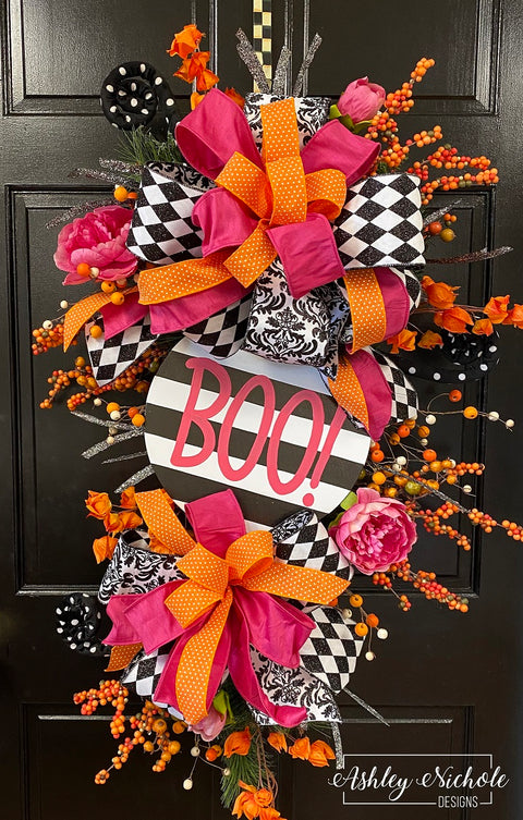 Berries & Boo! Classy Halloween Teardrop Swag - 36"