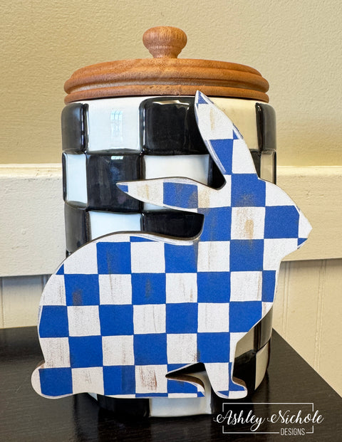 Blue Checkered Bunny - Mini Piece (Magnet/Velcro)