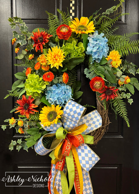 *READY to SHIP* - Blue Skies & Sunshine Blooms Wreath