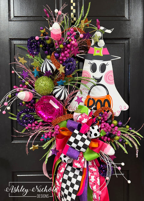 Bougie Boo Ghost Halloween Wreath