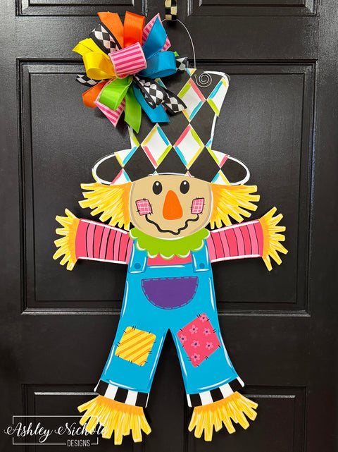 Bright Patchwork Scarecrow - Door Hanger (UV Printed)