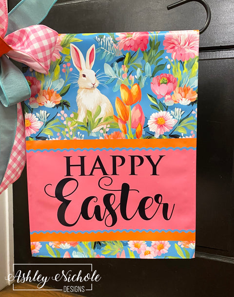 Bunny in the Flower Garden - Vinyl Garden Flag