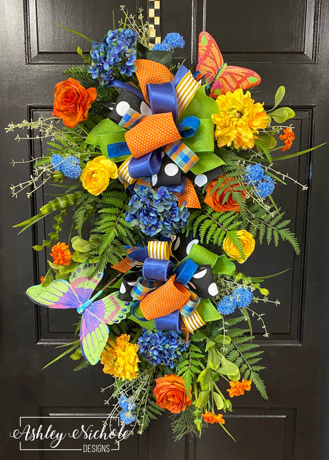 Butterfly Floral Teardrop Swag