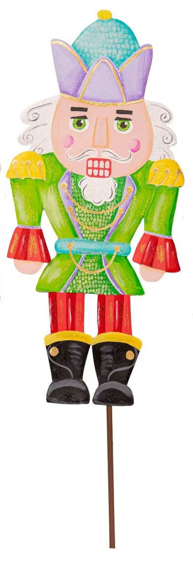 Merry & Bright Nutcracker - Metal Stakes - Lime