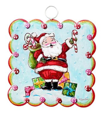 Mini Scallop Art Belly Laugh Santa With Gifts Charm Attachment