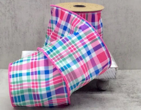 Windermere Spring Plaid Wired Ribbon - 4" x 10yds