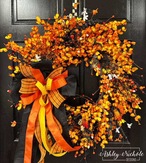 Candy Corn Cottage Wreath