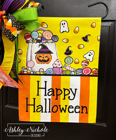 Candy Corn Fun Halloween - Vinyl Garden Flag