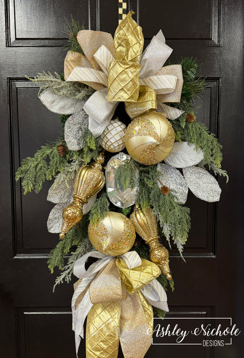 Champagne & Gold Elegance Christmas Swag