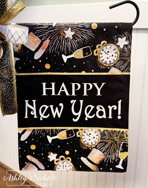 Cheers to the New Year - Vinyl Garden Flag