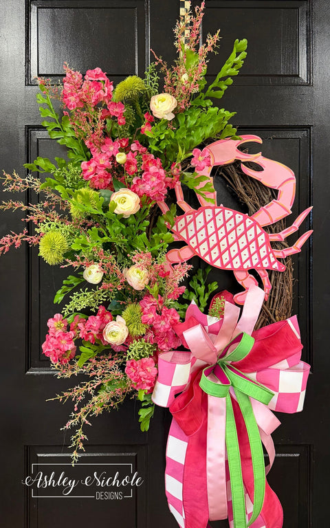 Chinoiserie Crab - Pink - Wreath
