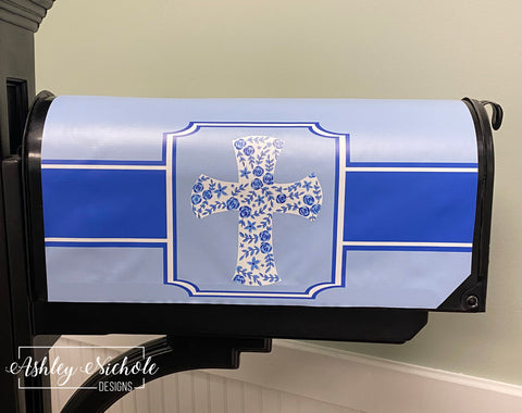 Chinoiserie Cross - Magnetic Vinyl Mailbox Cover