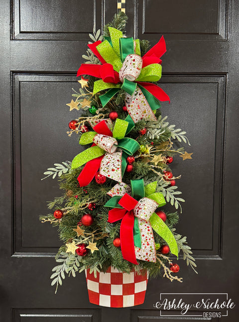 Christmas Tree Floral Door Hanger - (Hand Painted)