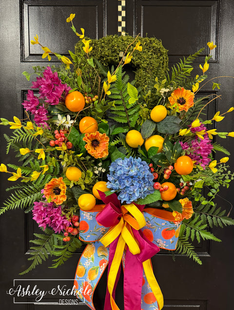 *READY to SHIP* - Citrus Explosion Moss Wreath