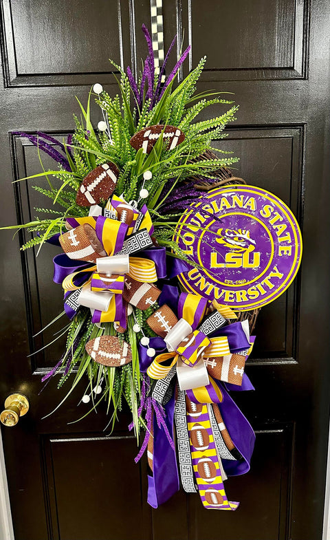 Collegiate Football Sign Wreath - Louisiana State University