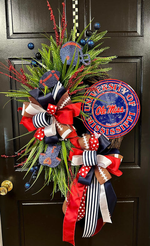 Collegiate Football Sign Wreath - University of Mississippi