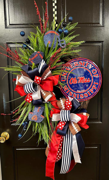 Collegiate Football Sign Wreath - University of Mississippi