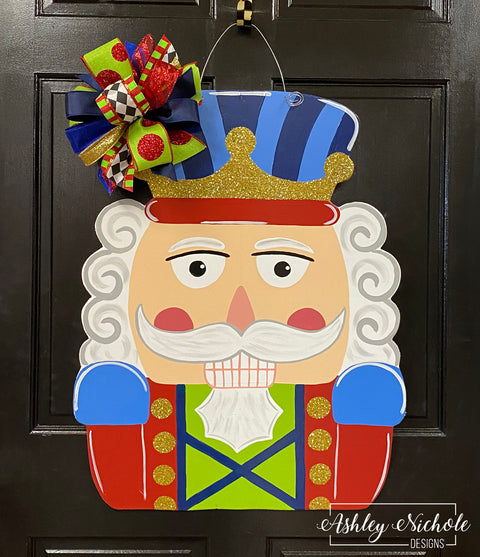 Colorful & Fun Nutcracker Christmas Door Hanger - (Hand Painted)