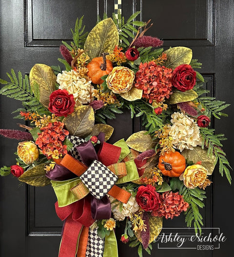 Crisp Leaves and Cozy Vibes Pumpkin Wreath