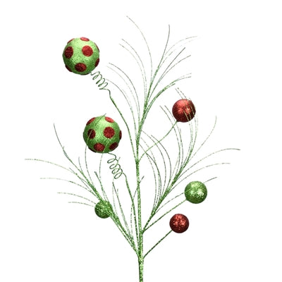 32” Whimsy Dot Ball Spray - Lime Green & Red