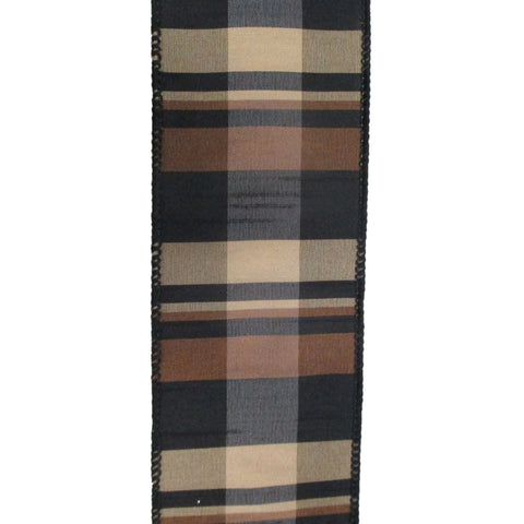 Warm Harvest Plaid Dupioni Wired Ribbon - 2.5" x 10yds
