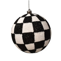 6" Checkered Ornament Ball - Black and White