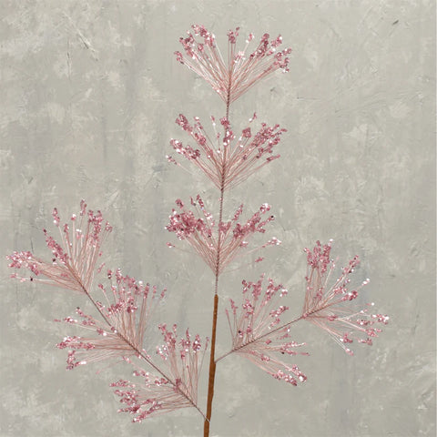 31" Sequin Firecracker Pine Spray - Rose Gold